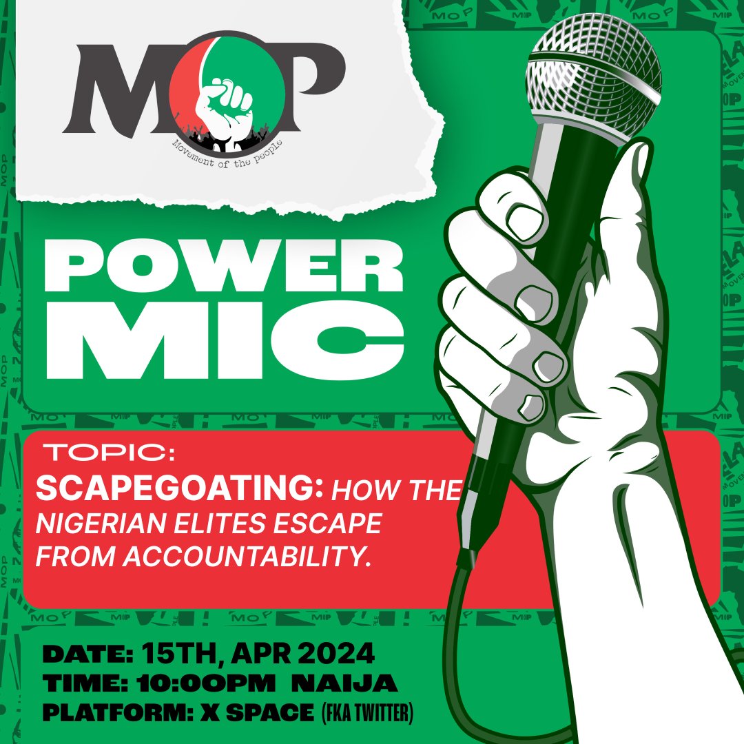 *MOP Conversation* Join the conversation on Saturday, April 13th @ 10pm naija on X-space x.com/i/spaces/1nAKE…