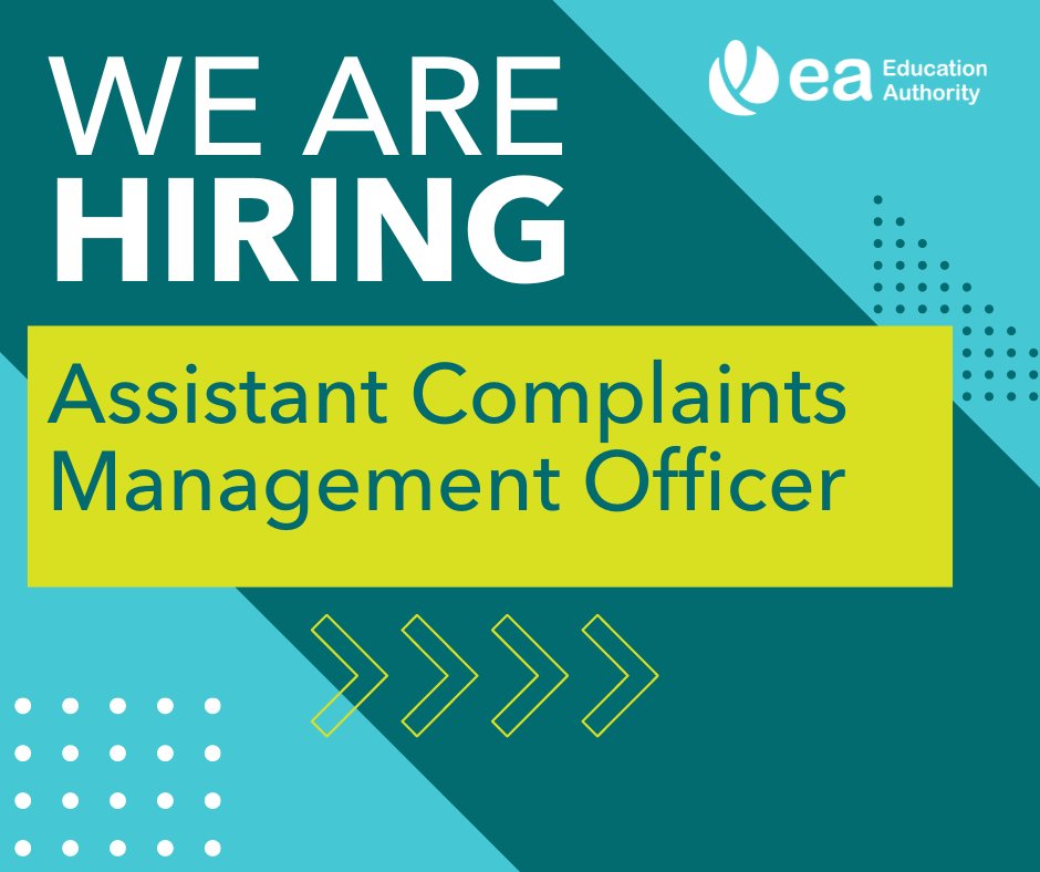 JOB OPPORTUNITY: Assistant Complaints Management Officer

📍 Location: Antrim, Dundonald, Armagh, Ballymena, Omagh (Base location to be agreed on appointment)

Contract: Permanent
Closing date: Monday 22 April 2024 at 11.59PM

➡️ ow.ly/avbr50Rb9Tu

#EAjobs | #NIjobs