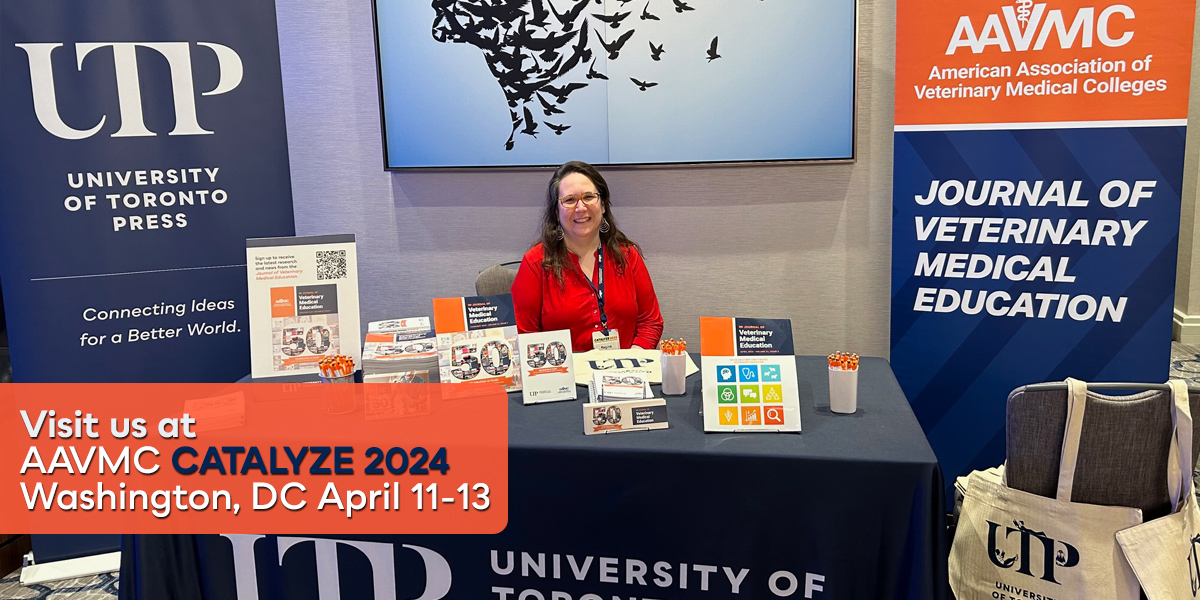 So happy to have our #JVME Editor-in-Chief Dr. Regina Schoenfeld-Tacher with us today at #AAVMCCatalyze24! Drop by and say hello, sign up for @JVME_AAVMC news and get some JVME swag! @NCStateVetMed @AAVMC @utpjournals #AAVMC #vetmed #Catalyze24 #veterinarymedicine