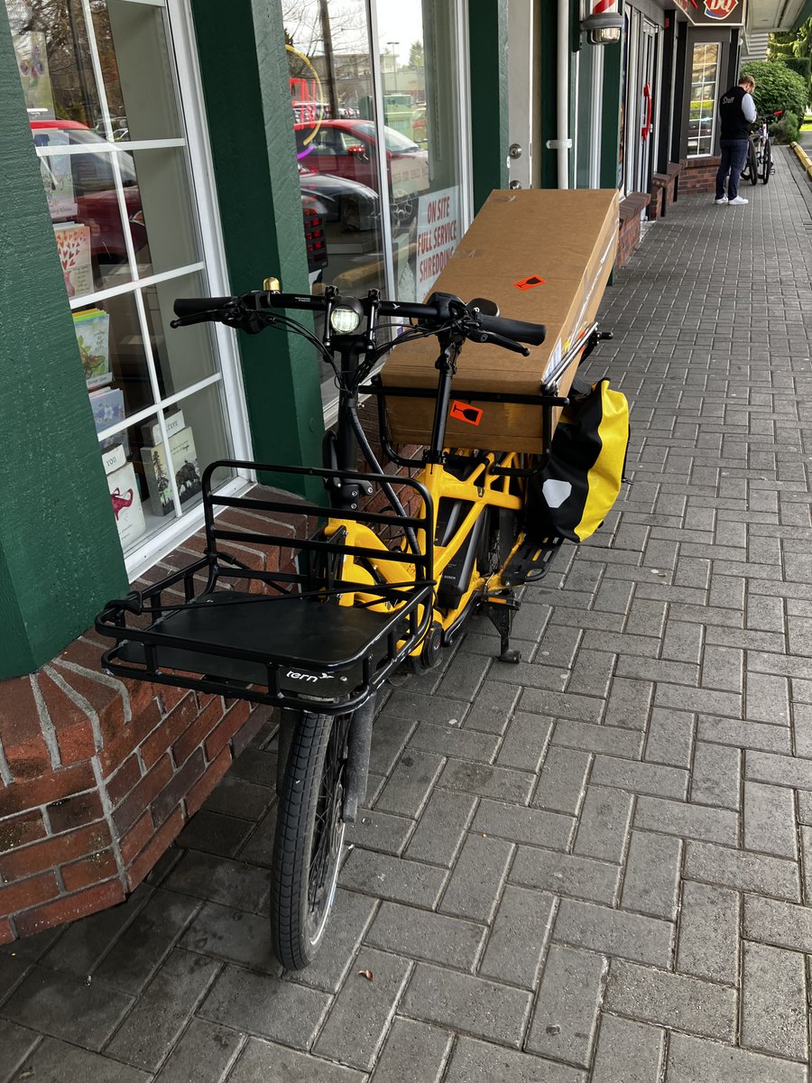 5-foot long box. No problem. Cargo bikes are cheap, efficient, fun and majestic carbon savers.