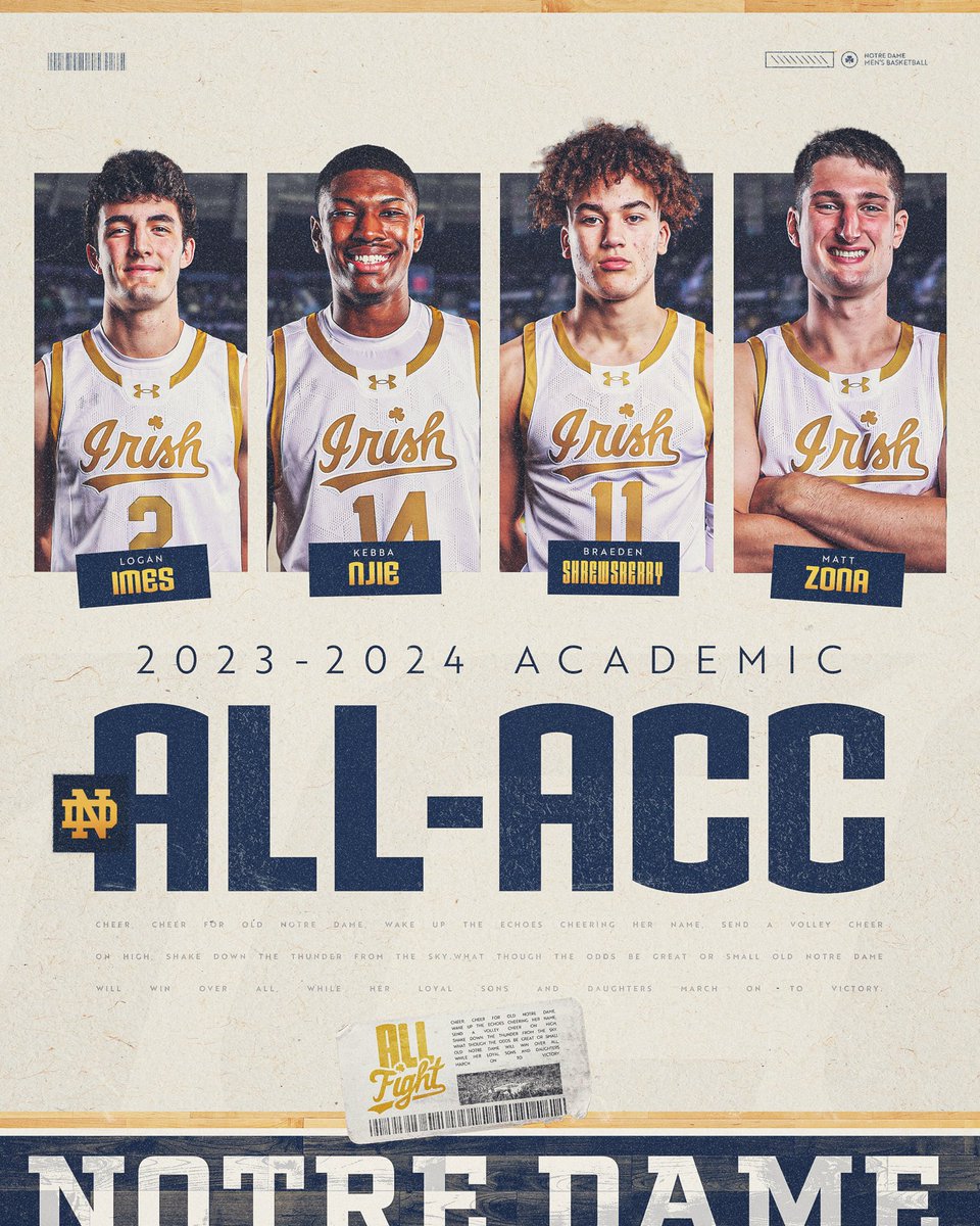 congrats to these guys for being named to the 2023-24 All-ACC Academic Team 👏

#GoIrish☘️