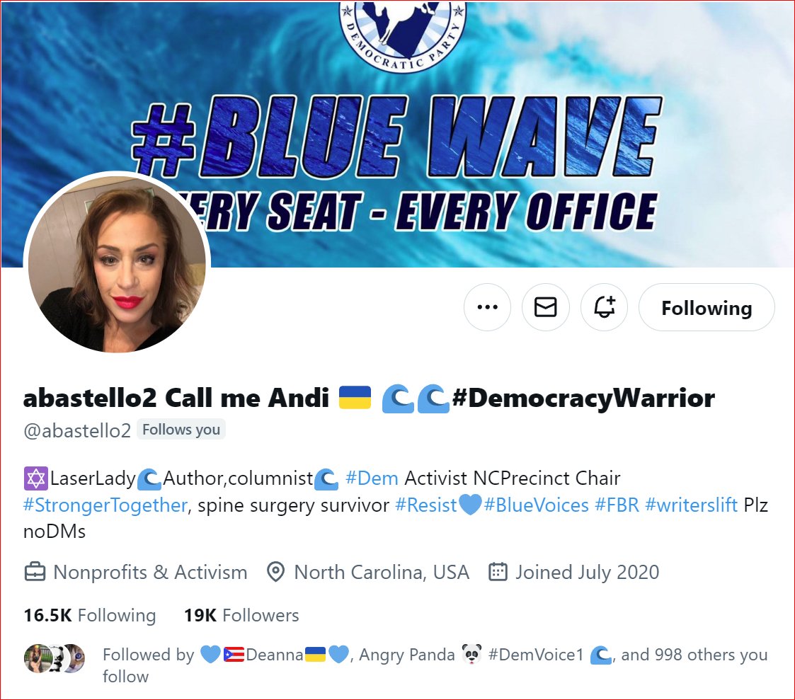 Sweet Andi @abastello2 is back, and just in time to celebrate her 19K y'all. She's a great blue resister in NC, and a personal friend. Let's celebrate and congratulate her and wish her continued success here with us in the blue community. Here's your certificate.