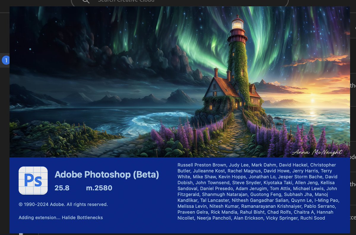 A dream come true 😱 my artwork on the @Photoshop Beta splash screen today! #Photoshop