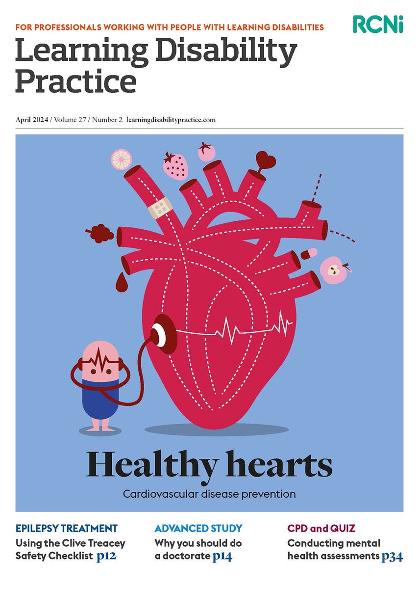 The April issue of Learning Disability Practice is out now. It features a #CPD article on assessing mental health conditions in people with learning disabilities, CVD, sexual health, how to get consent right and advice on doing a PhD. #PCPC24 journals.rcni.com/toc/ldp/27/2