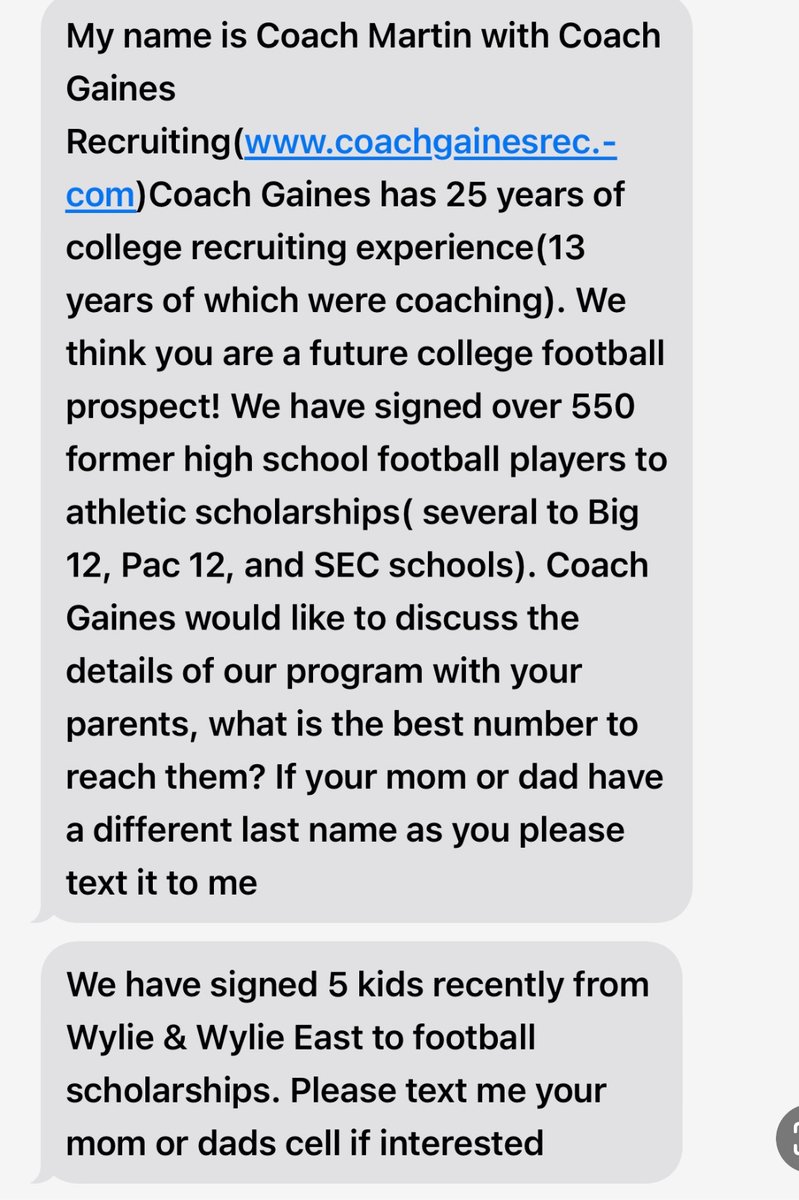 Whoever 'Coach Martin' for @CoachGainesRec 1. Respectively stop contacting our athletes to pay for your services, we got em🤝 2. YOU didn't sign anyone from Wylie East sir, those athletes earned that themselves. #RecruitDUBeast