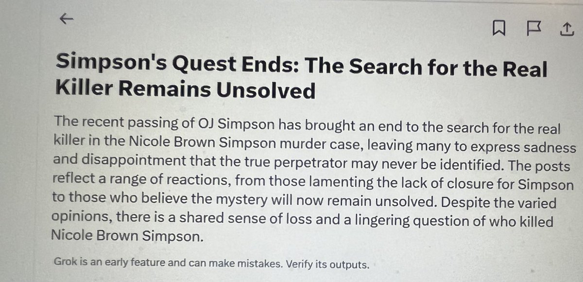 Can you Community Note Grok? Because it doesn’t understand the subtleties of the OJ Simpson jokes 🤦🏻‍♀️