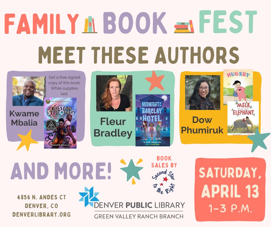 Colorado friends: I hope to see you at the Green Valley Family Book Fest this Saturday! Lots of cool authors to meet, plus you can stock up on signed books for summer reading... #mglit #kidlit #Denver #Colorado #booksforkids