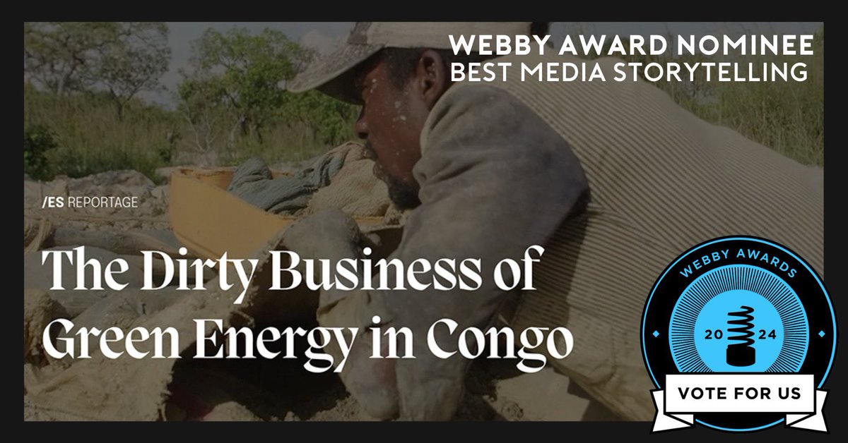 New Lines' investigation, “The Dirty Business of Green Energy in Congo,” is nominated at the @TheWebbyAwards for Best Media Storytelling! 🗳Vote for us for the category's People's Voice Award: ow.ly/S9eL50R6ypK