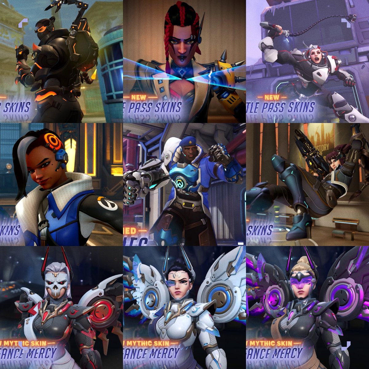 All the Battle Pass skins in #Overwatch2 Season 10 🎫