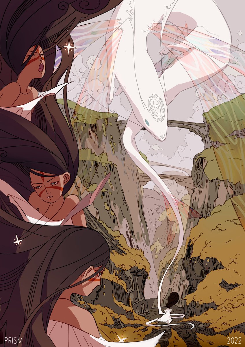 sentris_art's tweet photo. “Юм.”  2022. 
________________
“Yume.” 2022

#fantasy #wind #Cape #Wings #girl #birds #OC #Sun #Koi #Fish #black #grass #stylization #gold #comic #art #Creatures #Character #Design #Enviroment #clouds #dreams #Magic https://t.co/ntWdm0RWnW