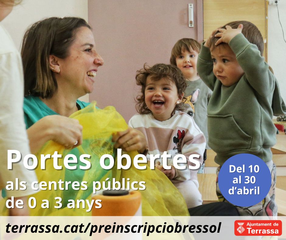 ✅Portes obertes a les escoles bressol municipals i les llars d'infants de la Generalitat a #Terrassa. Consulteu el calendari i demaneu cita a l'escola 👇👇👇 terrassa.cat/preinscripciob… La preinscripció es farà del 8 al 21 de maig @trseducacio