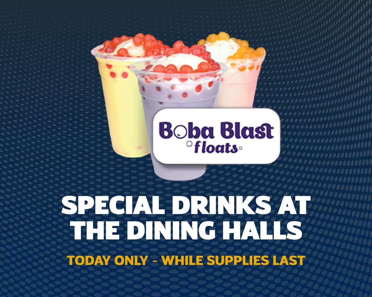 Boba tea + ice cream = heaven 🧋🍦😋 Starting at 2 p.m., the dining halls will have several Boba Blast floats for you to try (until they're gone).