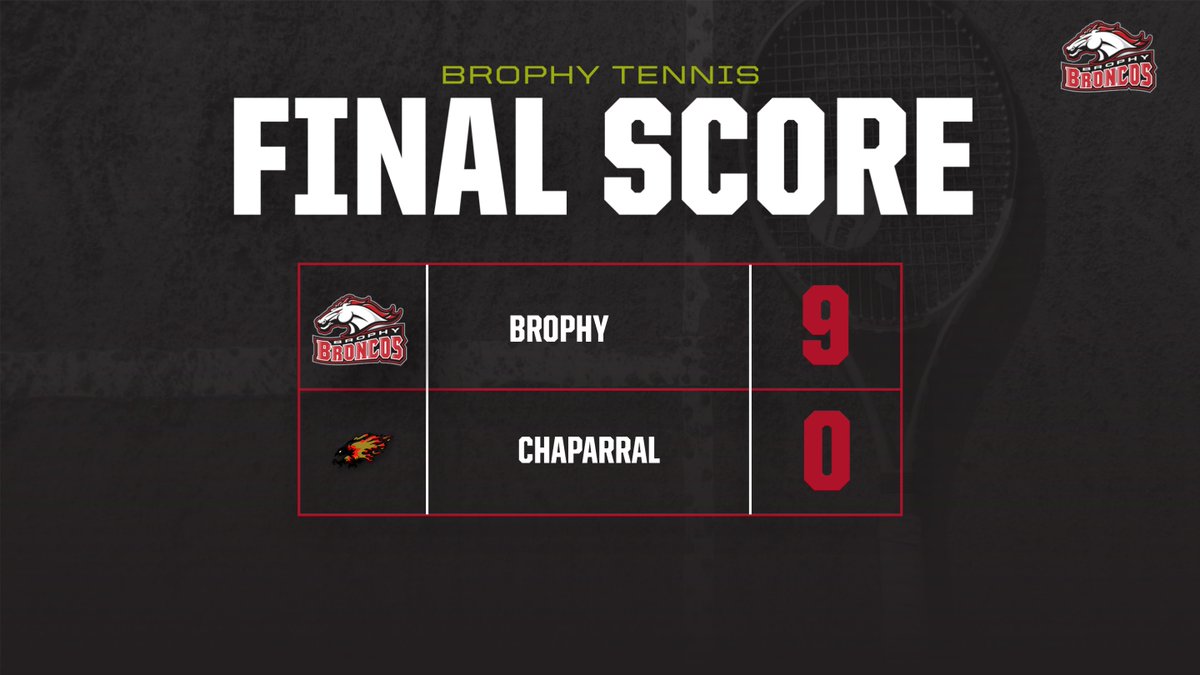 TENNIS / The Brophy tennis team traveled to Chaparral for a match on Wednesday.  The Broncos won the Varsity match 9-0 and the JV match 9-0. The Varsity was ready to play, storming to a 6-0 lead after the singles match.  Ryan Zerbib led the way, winning at #1 singles 6-0, 6-0.