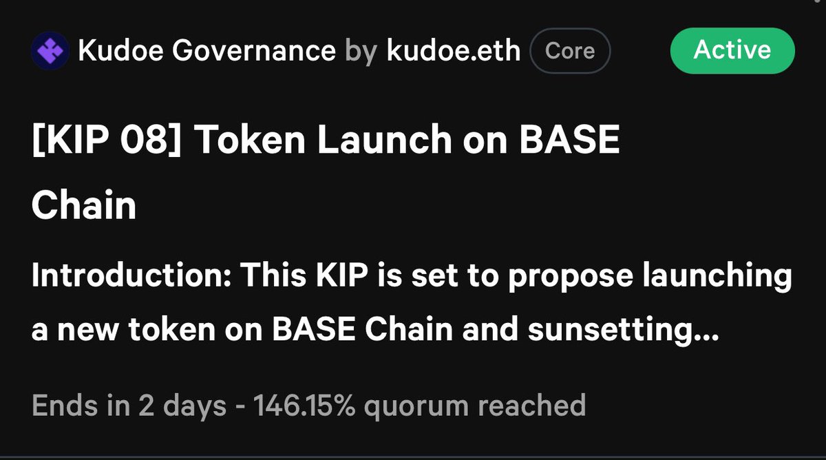 🚨 Important KDOE UPDATE 

The DAO vote finished on Saturday. 

KDOE will discontinue post BASE New token launch, in order to be a part of the snapshot YOU MUST WITHDRAW ALL KDOE TOKENS from all exchanges. 

Failure to do so can lead to financial loss.