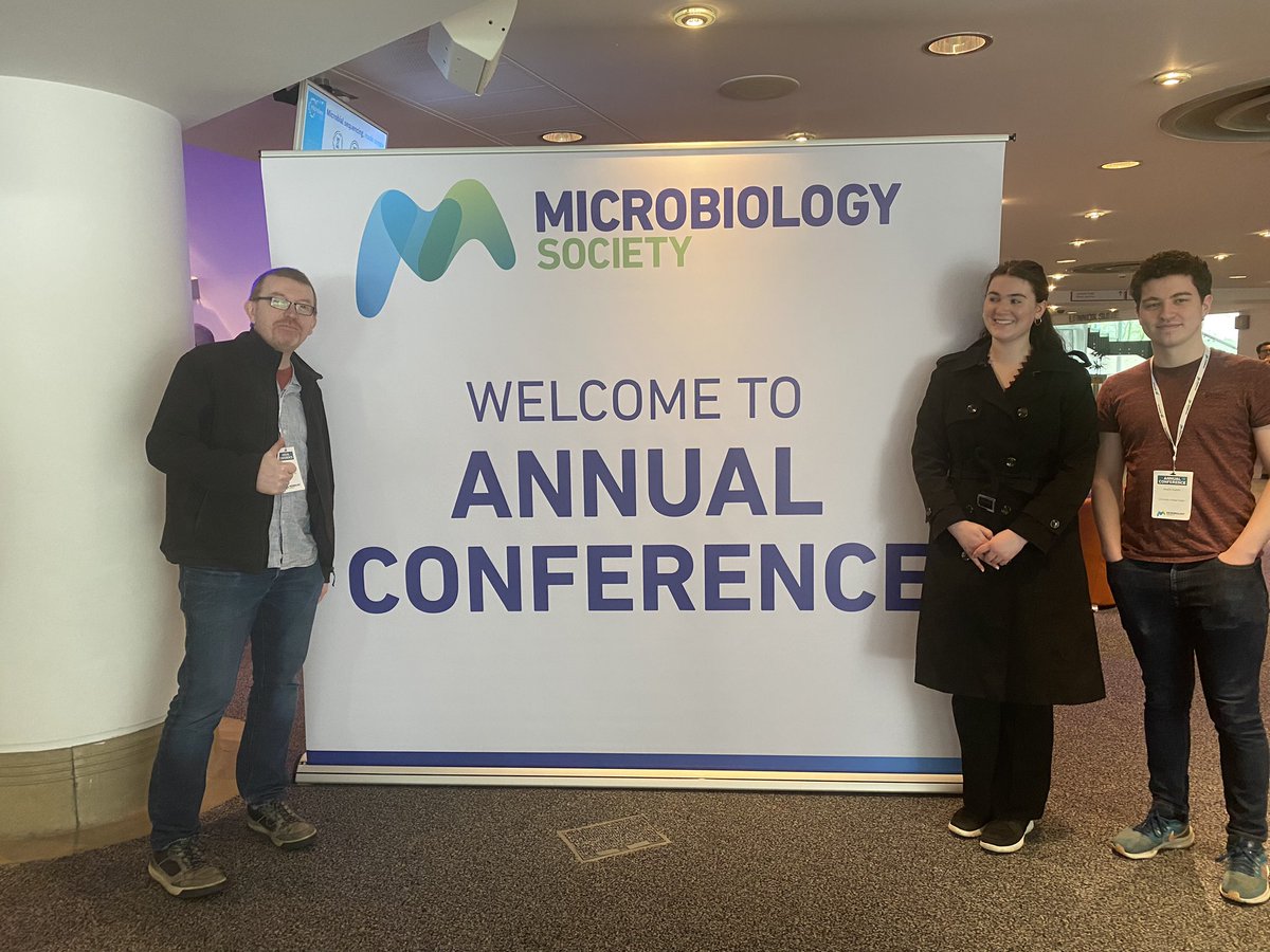 TadhgOCroinin's tweet photo. Four fantastic days of talks and posters at #microbe24… two extremely energised PhD students and one physically exhausted but very happy supervisor with his head full of new ideas! Thanks to all the fantastic folks @MicrobioSoc for organising such a great meeting!! https://t.co/YHkmtblf1g