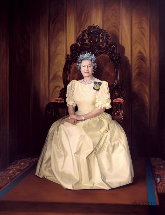 Stunning 💜💜. Her Majesty Queen Elizabeth II, 1992 Artist: Mara McGregor