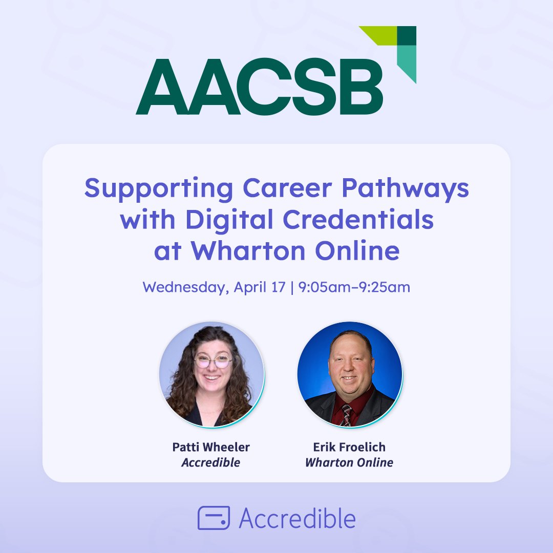 Attending @AACSB #ICAM24 next week? Don't miss Patti and Erik dive into how implementing digital credentials and creating clear learning pathways helped the team at @WhartonOnline increase learner engagement!