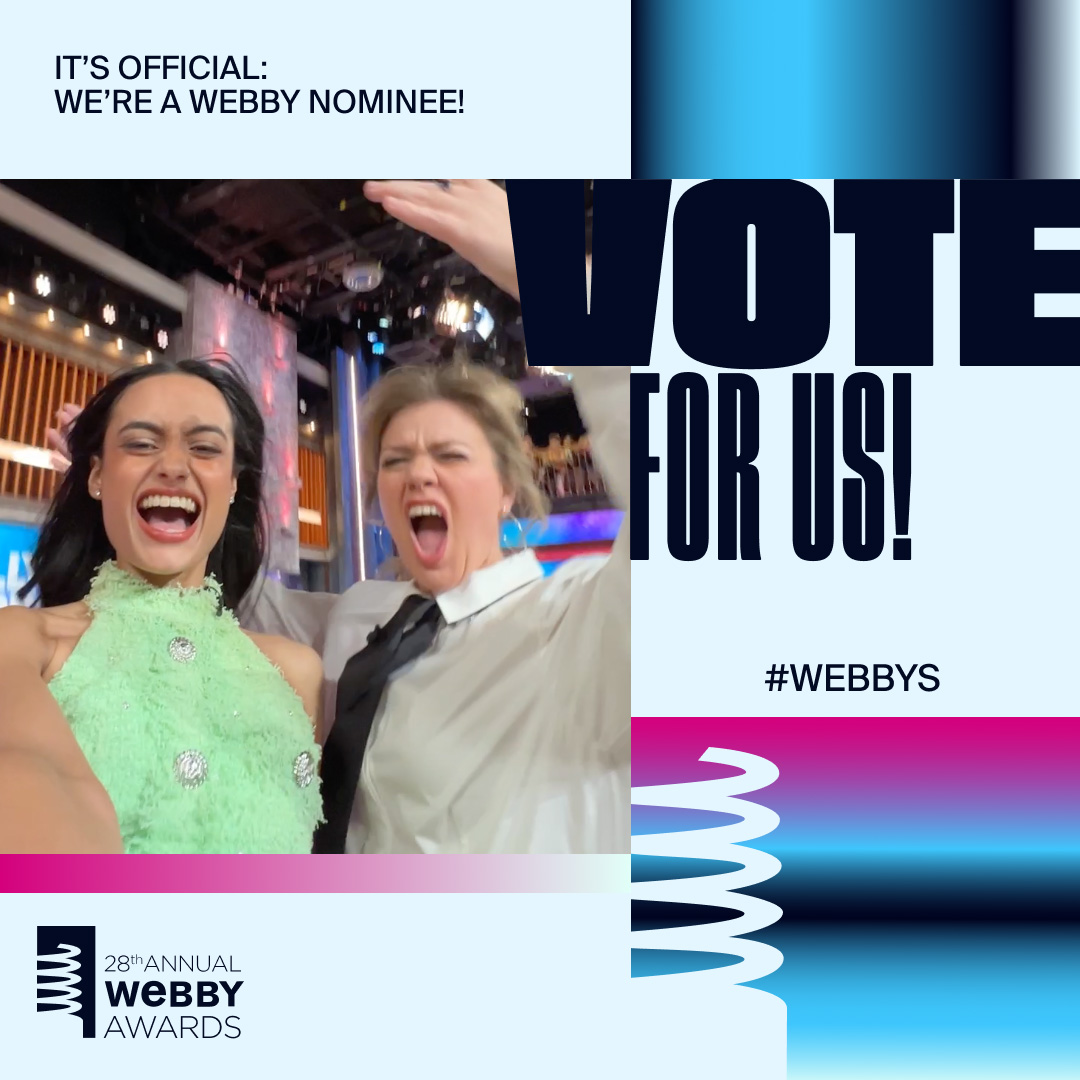 AND we're nominated for @TheWebbyAwards for Best Social Video Series - Kelly's Playlist! 🎧📷 Vote HERE: wbby.co/40120N