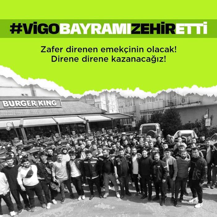 #Vigo işçileri bir gecede ellerinden alınan saat başı ücretlerini istiyor.

#Vigodadirenişvar 

Vigo işçileri haklarını geri alana kadar #Getir'i, #TavukDünyası'nı, #KöfteciYusuf ve #MaydonozDöner'i protesto ediyoruz. 

#vigobayramızehiretti