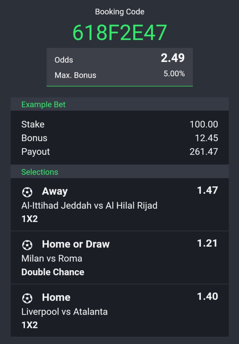 SPORTYBET DOUBLE YOUR STAKE 💰 2 ODDS - 618F2E47 ✌ @TheLockTips @sportingking365 @_spiriituaL @_kennyblaze1391 @ForeverDau @BETFUSE1 @Ekitipikin @pbtips_ @KgsbCommunity