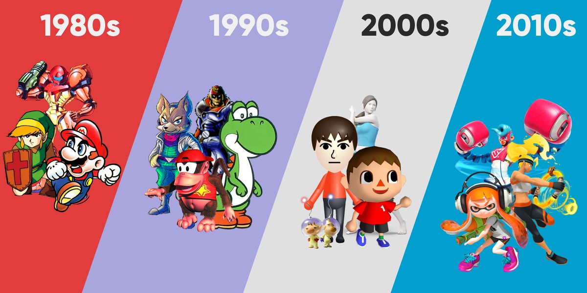 It's really fascinating to see how Nintendo has evolved over the decades when looking at their character designs. Despite all the various art styles implemented by hundreds, if not thousands, of people, they all feel coherent with each other when placed next to each other.