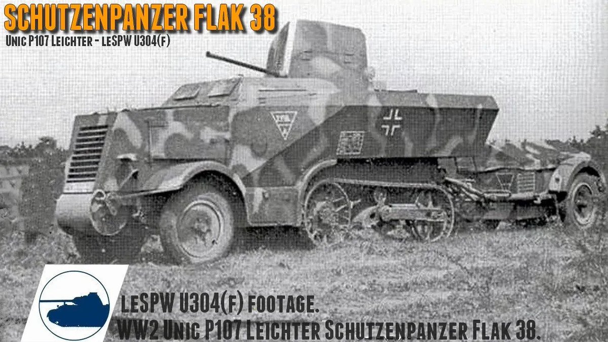 Rare WW2 Unic P107 Leichter Schutzenpanzer Flak 38 - leSPW U304(f) footage. New video on YouTube: youtu.be/RNvBoNKF6yU