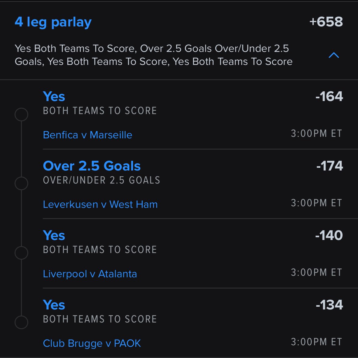BlakeFoster2212's tweet photo. RT @Pickwith456: 4 leg soccer parlay ⚽️ 

(+700) 

Show some love if you’re tailing ❤️ 

GL staying away from ML. https://t.co/9HYCNOlo80