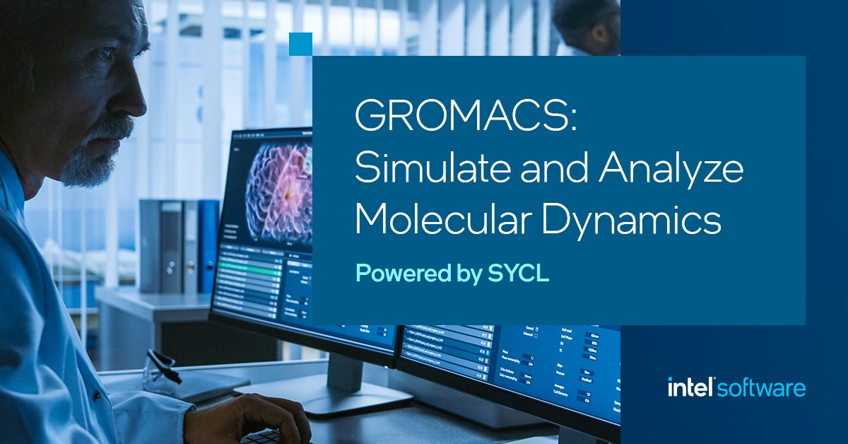 GROMACS is a ready-to-use scientific software for high-performance molecular dynamics simulation. This software package is at the forefront of code portability thanks to #SYCL and #oneAPI. See this open-source project and more in the catalog. intel.ly/3J9GblS