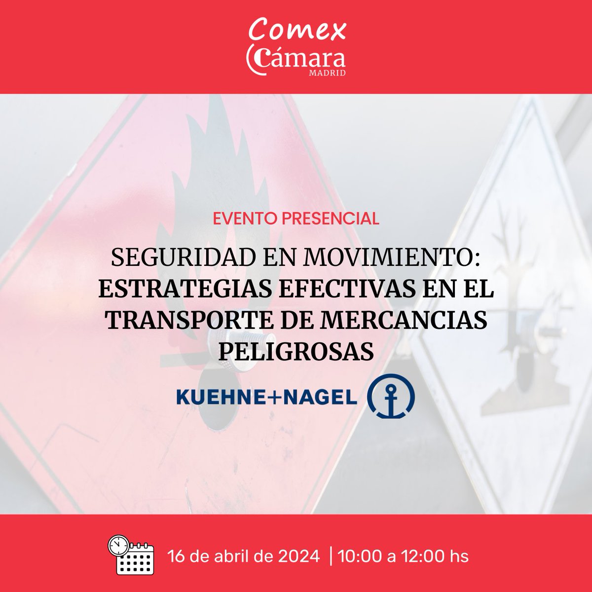 Conoce las claves para un transporte seguro y eficiente de mercancías peligrosas en el ámbito #internacional de la mano de @Kuehne_Nagel: is.gd/gsjbal #CámaraMadrid #Internacionalización #Comex