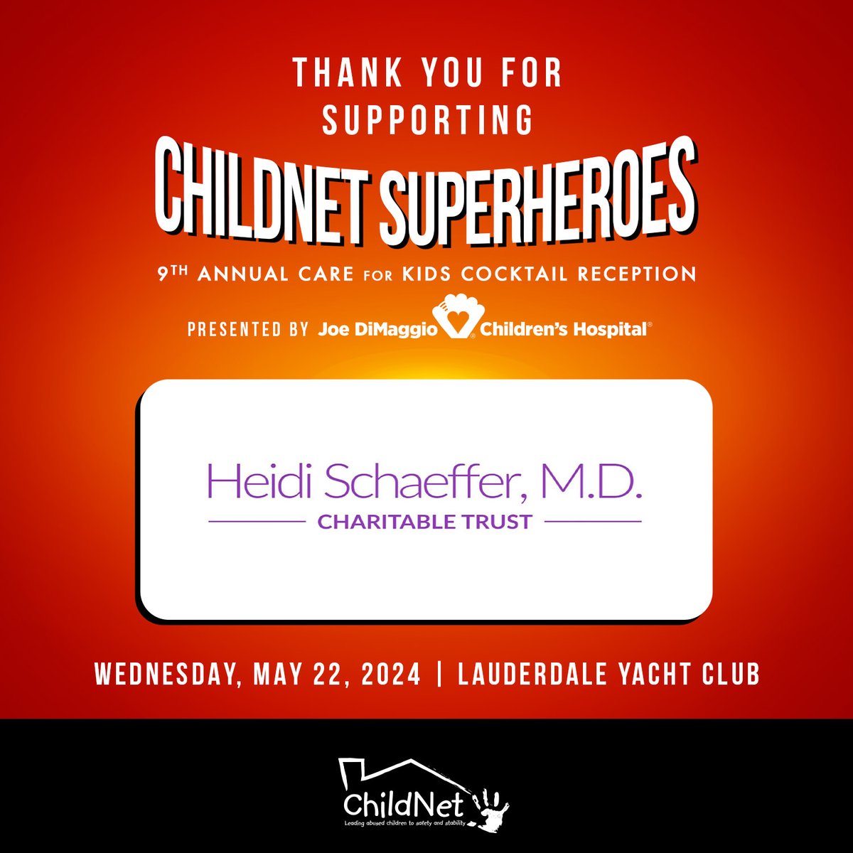 Thank you Heidi Schaeffer for becoming a sponsor of the 9th Annual Care for Kids Cocktail Reception!