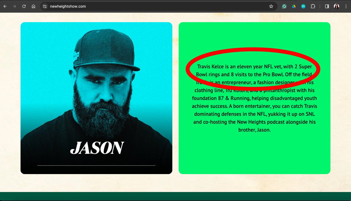 bvarredondo's tweet image. Hey @newheightshow! DMing wasn't an option, but #JustSayin that y'all should probably update Travis's bio on your home page.

#ThreeTimeChamp @tkelce