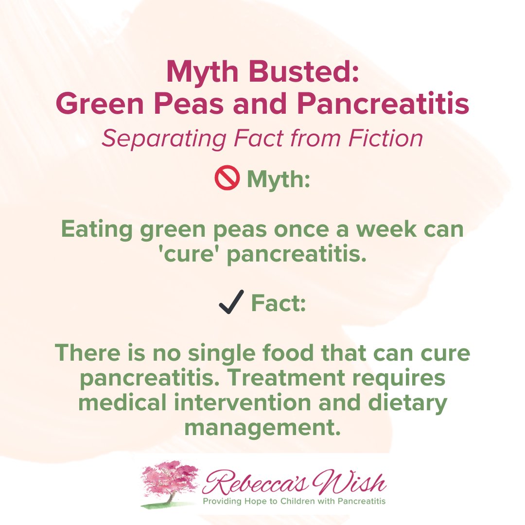 Myth Busted! Don't fall for the green peas hype when it comes to #pancreatitis. While they're a tasty addition to meals, they won't cure this condition. Remember, managing pancreatitis requires a comprehensive approach including medical guidance and balanced diet. #RebeccasWish