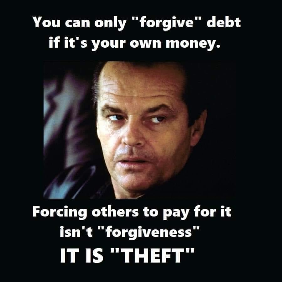 Until we have everyone fed and housed I refuse to pay for your student debt. #Thieves