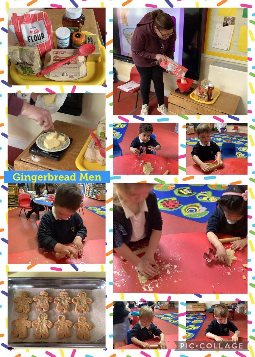 Nursery have enjoyed listening to the story of the Gingerbread Man this week. This morning they had great fun making Gingerbread Men. We made the dough together and then the children rolled out the dough and cut out their own Gingerbread Man @OurLadyandAllS1