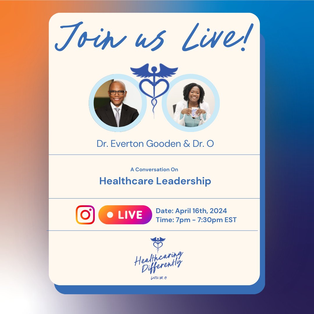 Join @healthcaringdifferently for an empowering live event hosted by @dr.o.nnorom and guest Dr. Everton Gooden as the esteemed speakers. Save the date and mark your calendars for an unforgettable event: Date: April 18th, 2024 Time: 7:00pm- 7:30pm