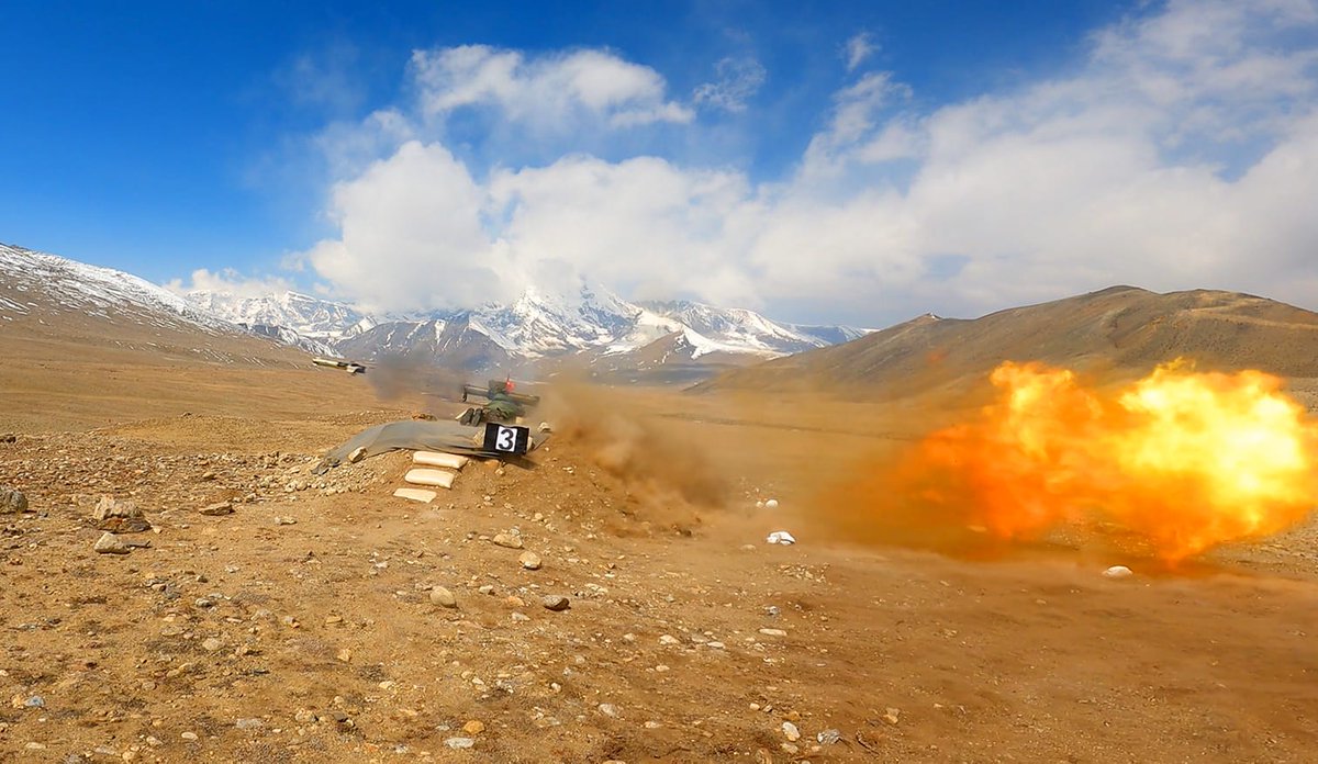 Trishakti Corps conducted a ATGM firing training exercise firing at super high-altitude area of 17000 feet in Sikkim. Missile firing detachments from Mechanised & Infantry units of entire Eastern Command participated. ATV, Gypsy based ATMT pictured: