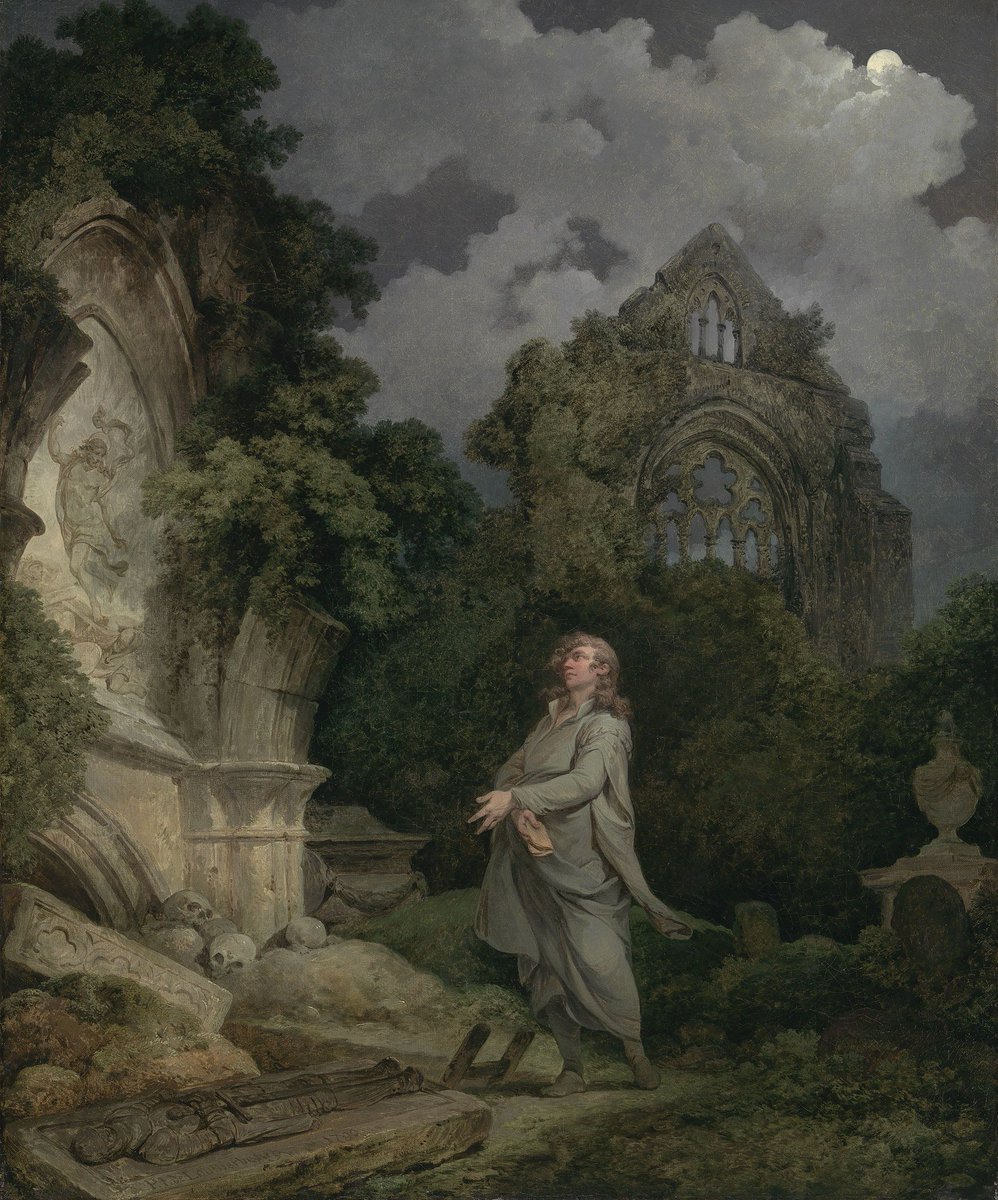 A Philosopher in a Moonlit Churchyard - Philip James de Loutherbourg, 1790