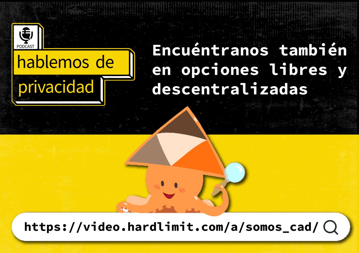 ¡Hey!, también puedes encontrarnos en redes libres y descentralizadas⬇️ video.hardlimit.com/c/somoscad/vid…