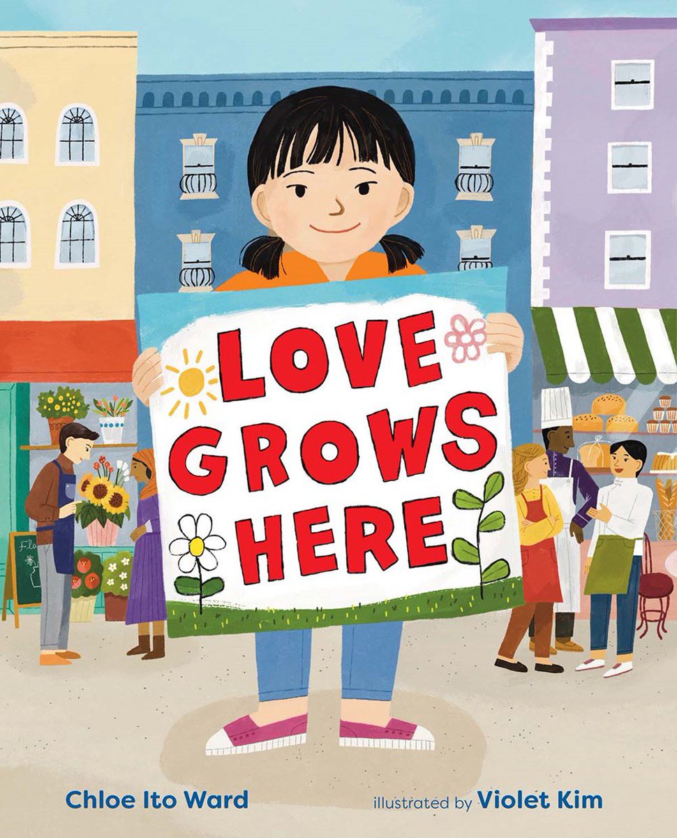 Following a racist experience, Aiko is comforted by her Oba (grandma) then learns the history of Japanese internment camps. Her goal: counter hate w/love + kindness. Love Grows Here by @chloeitoward w/@violetkim art. @amanookian1 reviews. @AlbertWhitman wp.me/p3X25n-aWS