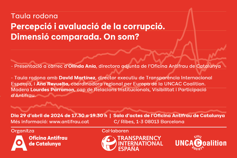 🔴 Veniu a la taula rodona ‘Percepció i avaluació de la #Corrupció. Dimensió comparada. On som?’, que organitza #Antifrau⬇️
📆 29 d'abril
⏰ 17.30h
📍C/ Ribes 1-3, Barcelona
➕Informació⬇️
antifrau.cat/ca/antifrau-or…