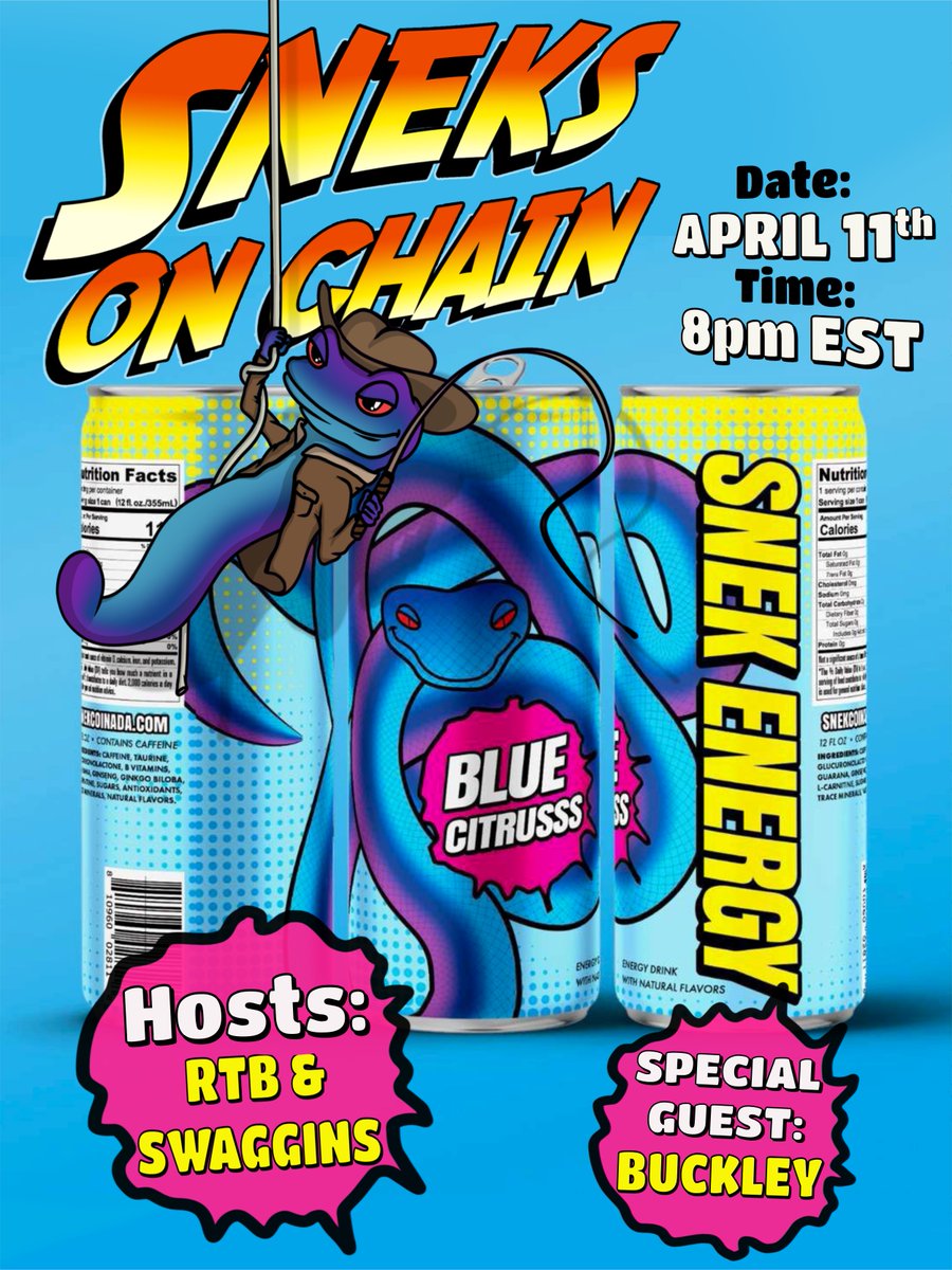 We have a space today at 8pm EST / 12am UTC with updates for @snek_energy Space link + Set your Reminder twitter.com/i/spaces/1YqKD…