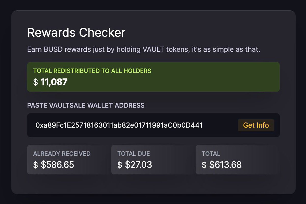We are 24 hours away from our next announcement. In the meantime, we have a new feature dropping soon for our platform… the dividends tracker!

#defi #busd #bsc #altcoin #Bitcoin #crypto #cryptonews #launchpad
