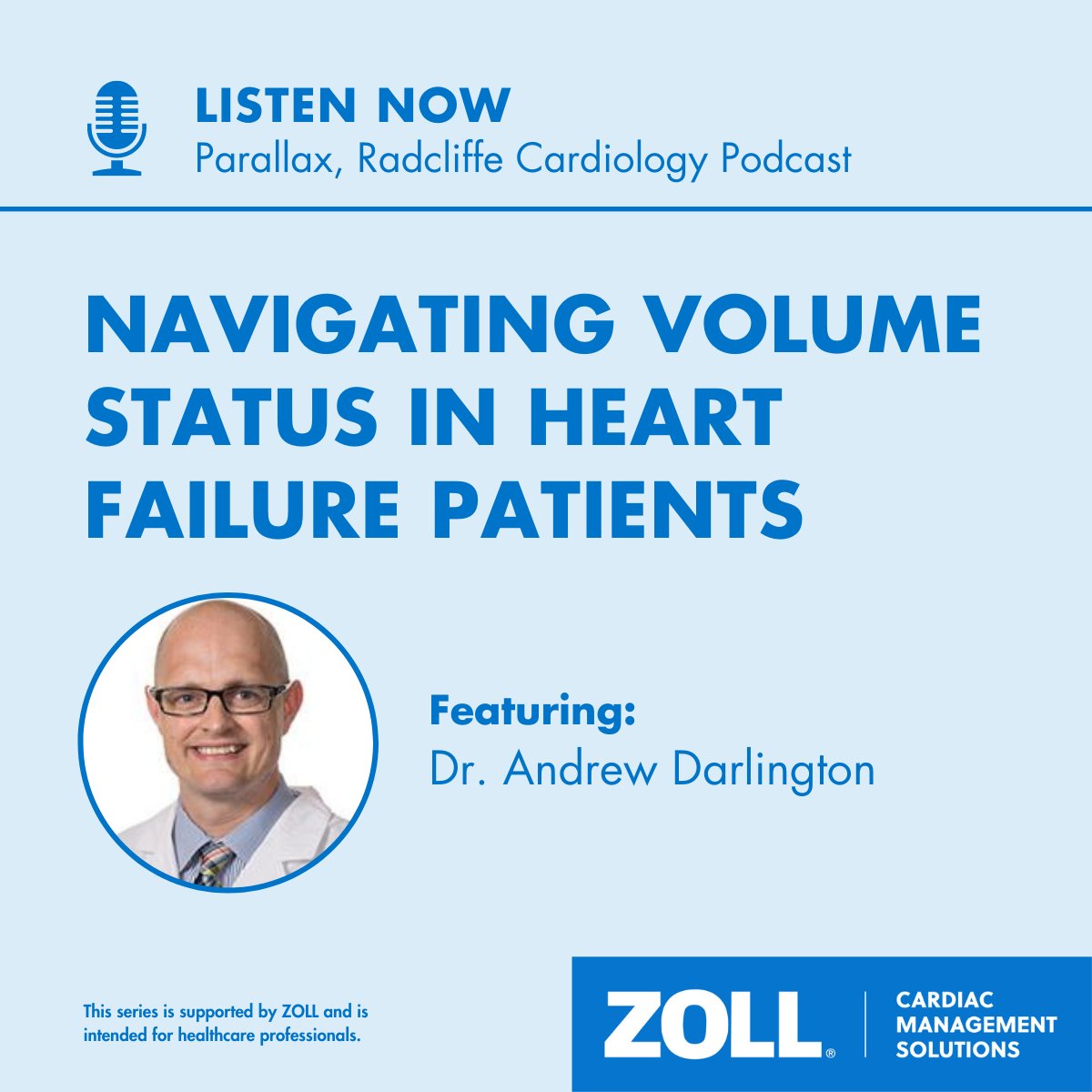 On a recent ep of @AnkurKalraMD’s @radcliffeCARDIO podcast, #RCParallax, he & Dr. Andrew Darlington discuss the importance of measuring fluid volume in HF patients & how Dr. Darlington uses technologies like ZOLL HFMS in his clinical practice. Listen: bit.ly/3xxYGhm