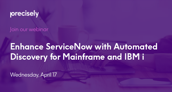 Register for our upcoming #webinar on April 17th where we'll discuss how you can make your #IBMz and #IBMi systems visible with ServiceNow Discovery. Click here for more information: okt.to/UaCVwT