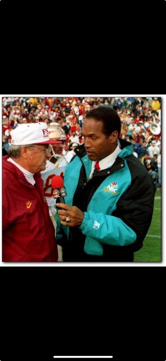 OJ was the sideline reporter for The Game of the Century in ‘93. I remember it was cold that November day. Juice wasn’t wearing gloves.