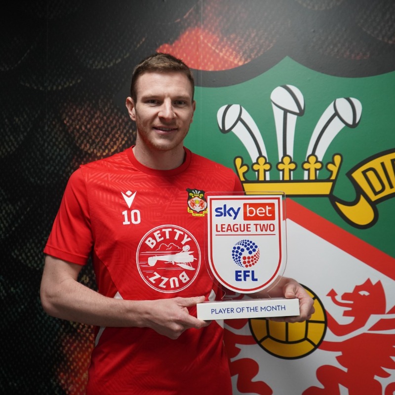 Wrexham_AFC's tweet photo. Congratulations to Paul Mullin, who has won the EFL Sky Bet League Two Player of the Month Award for March! 👏

🔴⚪ #WxmAFC