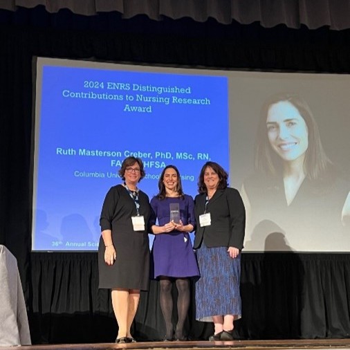 Congratulations to Ruth Masterson Creber, PhD, MSc, RN, FAHA, FAAN @RuthMCreber, professor of nursing, for receiving the Distinguished Contributions to Nursing Research Award at the @ENRS_Science 36th Annual Scientific Sessions.