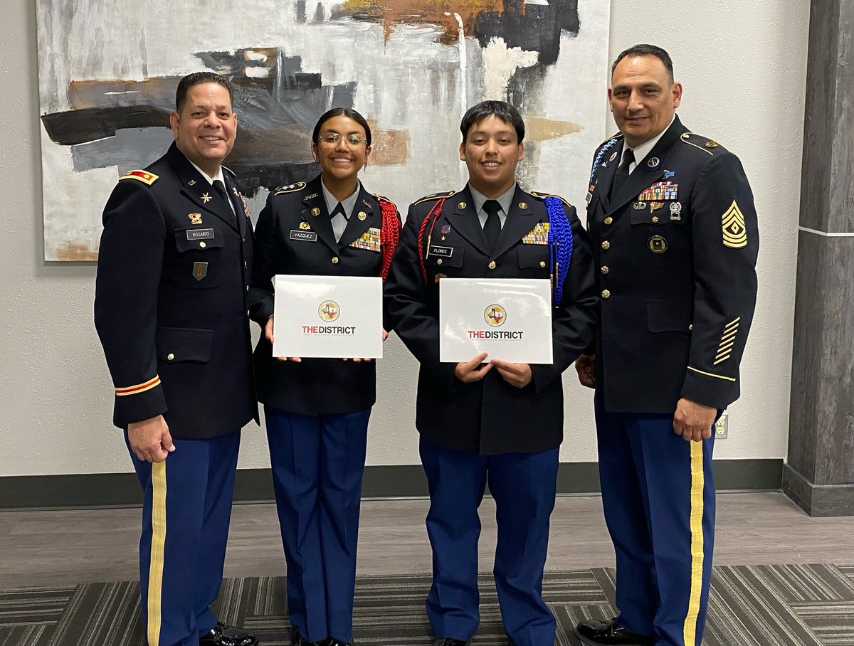 Bel Air would to recognize Cadet Colonel Jessena Vasquez and Cadet Command Sergeant Major Damian Flores on earning top 5 of the JROTC program of accreditation inspection! Great job Cadets!🎉 #THEDISTRICT #BigRedPride @BA_Highlanders @SGonzalez_BAHS
