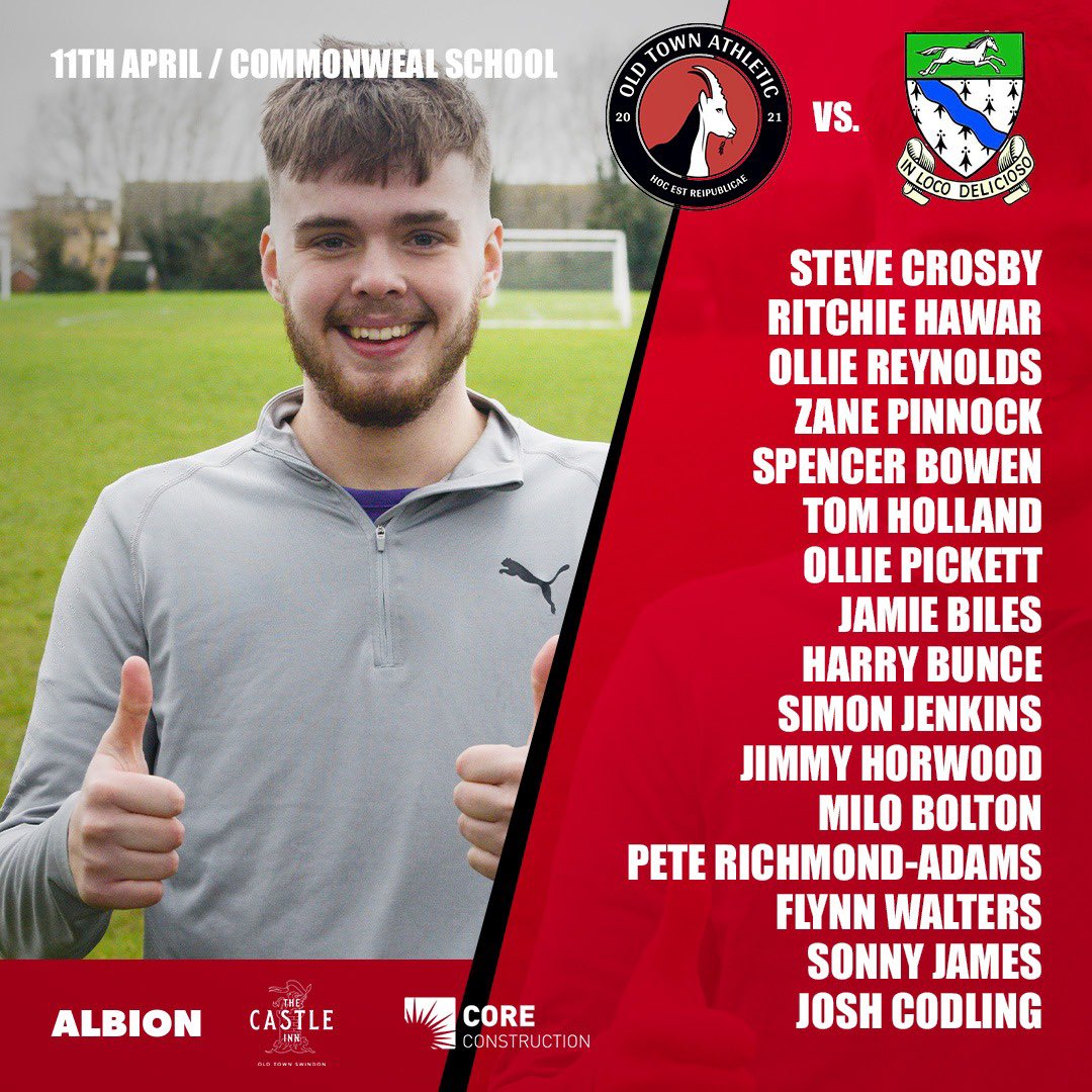 TEAM NEWS!

Here’s how we line up for our top of the table clash against Cricklade!

#OAT