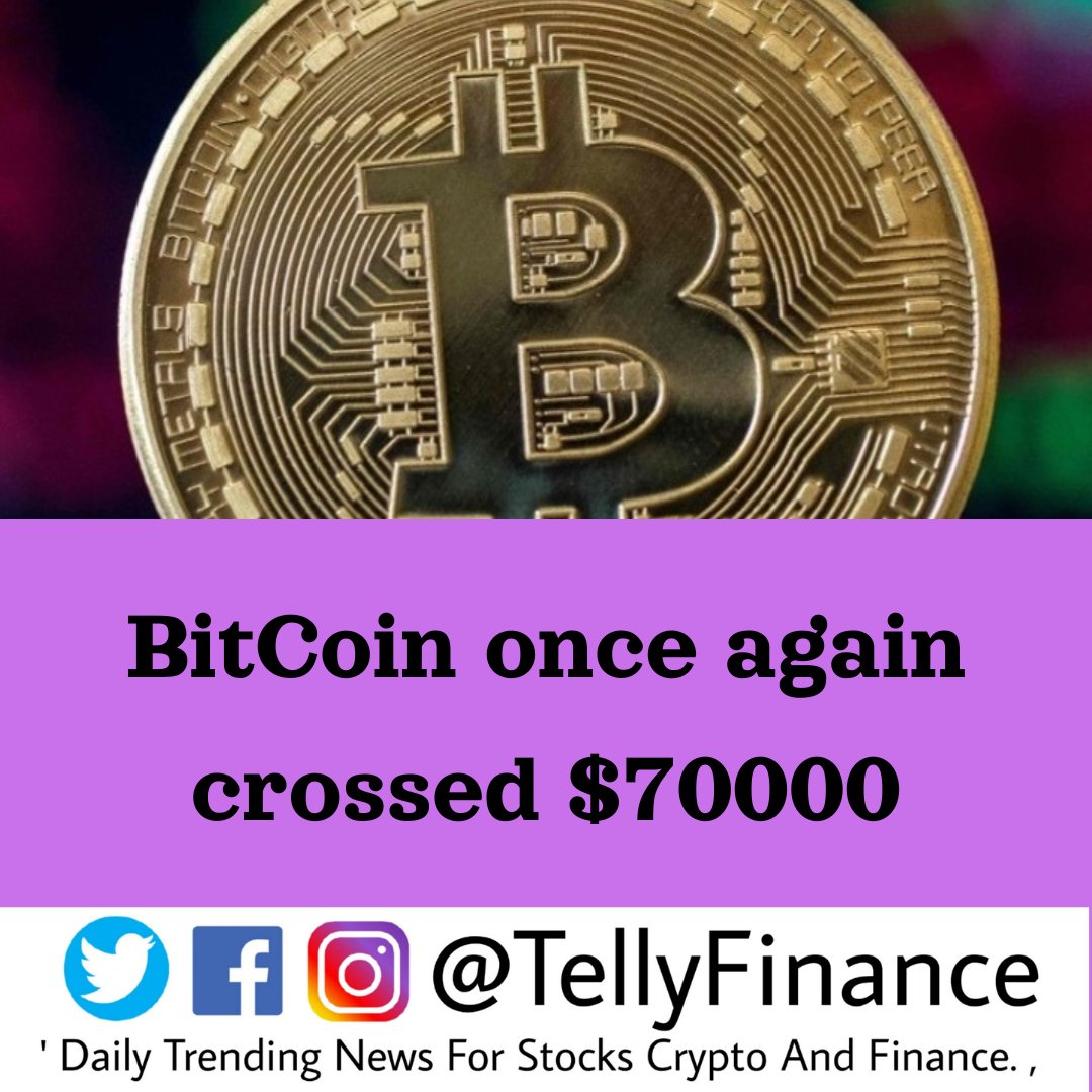 BitCoin once again

crossed $70000 #Bitcoin #business #crypto #ethereum #cryptocurrencies #tellyfinance #tellyfinanceindia #tellyfinancenews @TellyFinance